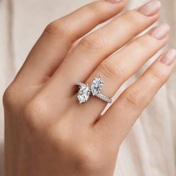 Lab-Grown Diamond Dual Marquise Open Ring